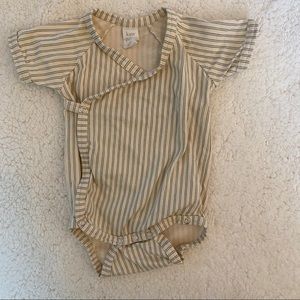 Kate Quinn Green Pinstripe Kimono Bodysuit